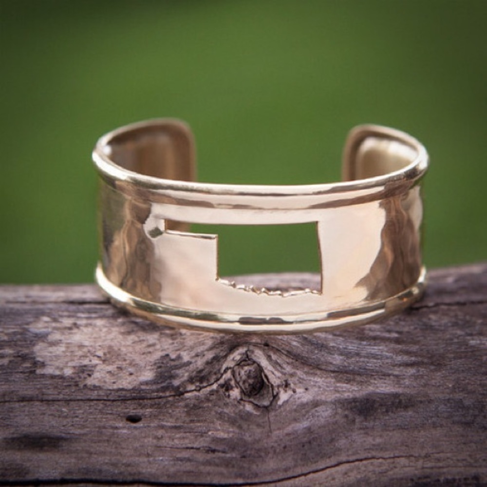 Rustic Cuff Silver OK Oklahoma Cutout